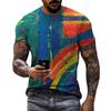Summer Round Neck 3D Vibrant Ethnic Print Top Fashionable Casual Short Sleeved Men's T-shirts