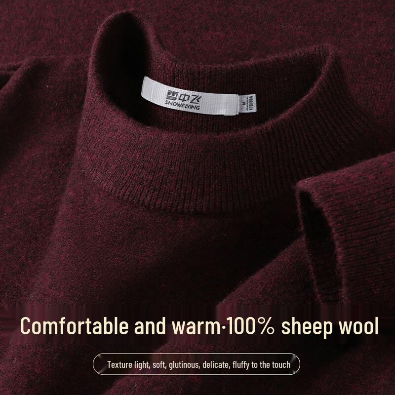 SNOWFLYING Men's 100% Merino Wool Crew Neck Sweater