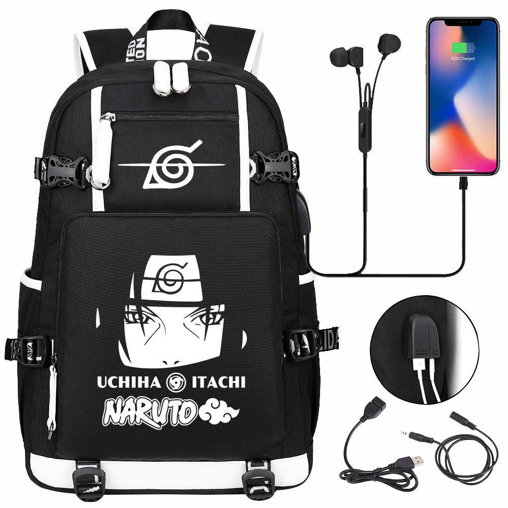 Neuer Naruto-Druck USB Teenager Schüler Schultasche Herren und Damen Freizeit Rucksack mit großer Kapazität Reise Rucksack