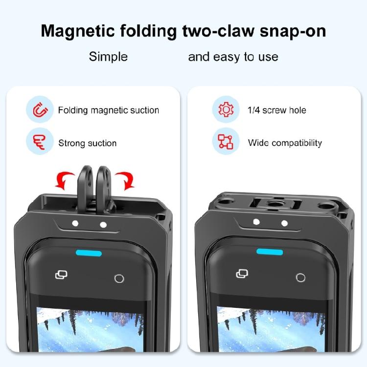 Reinforced Aluminum Frame Cage For 360 X5 Camera Housing Shell Quick Installation Exposed Battery Compartment