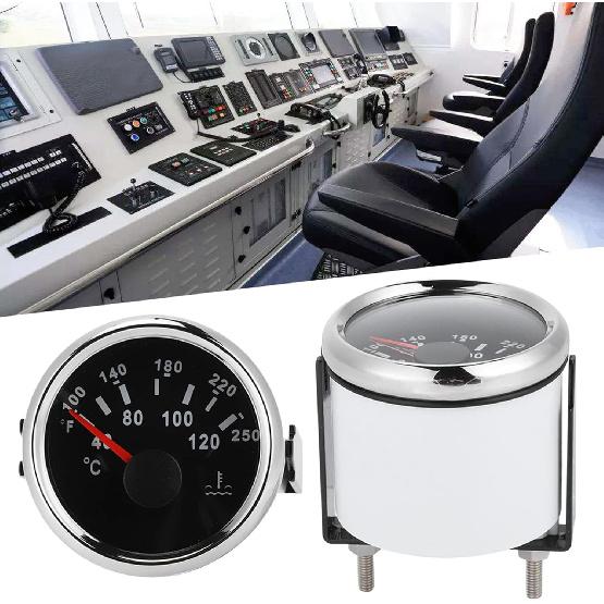 Water Temperature Gauge, 52mm/2in Marine Engine Water Temperature Gauge 40-120 ℃ Indicating Range IP67 Water Temp Meter Instrument Tool for Boat RV