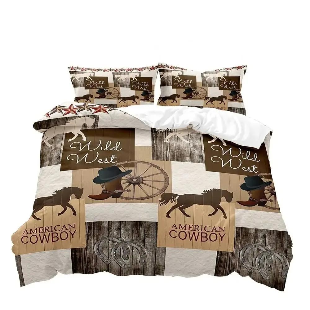 

Romantic Horse Couple Twin Duvet Cover Set,You & Me We Got This Country Western Ranch Farm Animal Rustic Farmhouse Bedding Sets 70x133cm