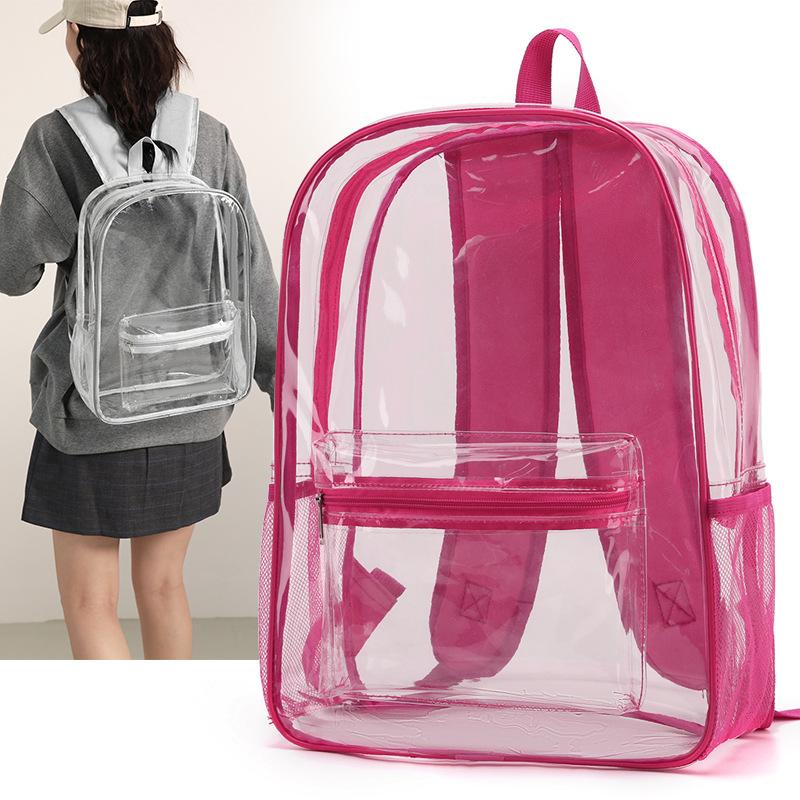 Schoolbag Transparent Backpack Women's Korean Version Large Capacity Student Schoolbag Fitness Bag Fashion Trend Men's and Women's PVC Waterproof 