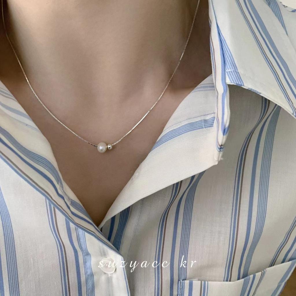 Colier de Perle în Stil Minimalist pentru Femei Stil Nou Ins Design Nișă și Temperament Lanț Versatil pentru Osul Gulerului