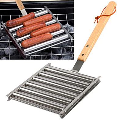 Ρολό λουκάνικου Σχάρα ψησταριάς BBQ Ανοξείδωτο Ρολό ψησίματος χοτ ντογκ Βάσεις ψησταριάς Φορητό Αντικολλητικό Εργαλείο Μπάρμπεκιου Για Κάμπινγκ Πικνίκ