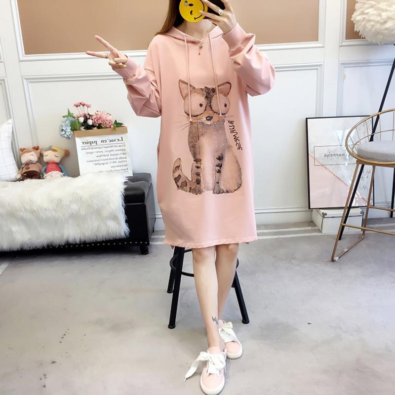 

Большое количество одежды для беременных весна и осень новый худи тонкий хлопок модный свободный длинный рукав средней длины топы тренд XXL recommends 150-90kg