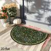 Elegant Vintage Floral Semi-Circular Carpet Soft Non-Slip Decorative Mat 2D Print Botanical Rug for Front Door Porch Balcony Decor