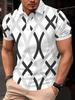 Men's Breathable Short-Sleeve T-Shirt with Collar & Button Detail - Summer Casual Slim Fit Button-Up Shirt, Non-Textured Printed Design, Machine