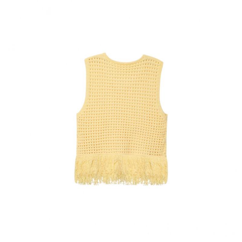 Fresh Sweet Spicy Fringe Plaid Knit Tank Top Street Style Slim Fit 2025