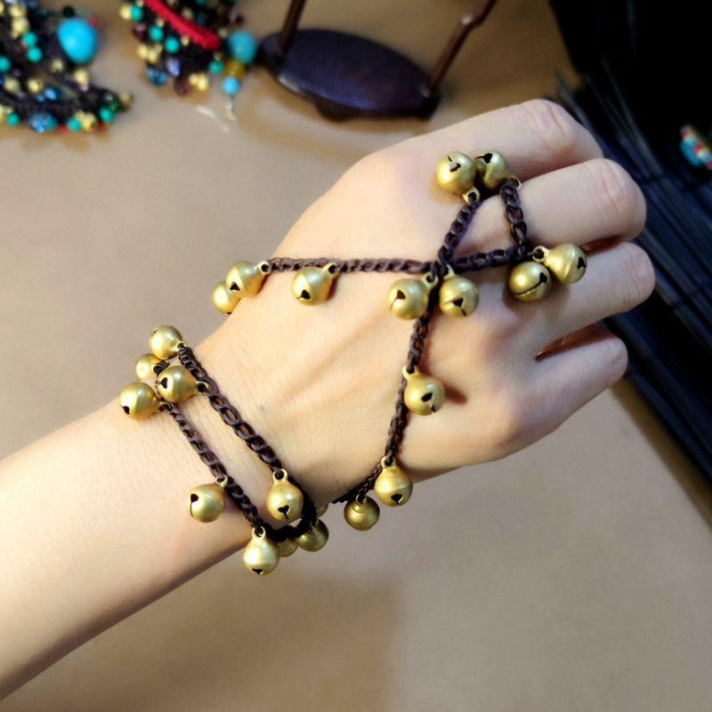 

Yuanxi Dance Chinese Ancient Style Hand-Woven Step by Step Ringing Bell Yellow bronze(One)