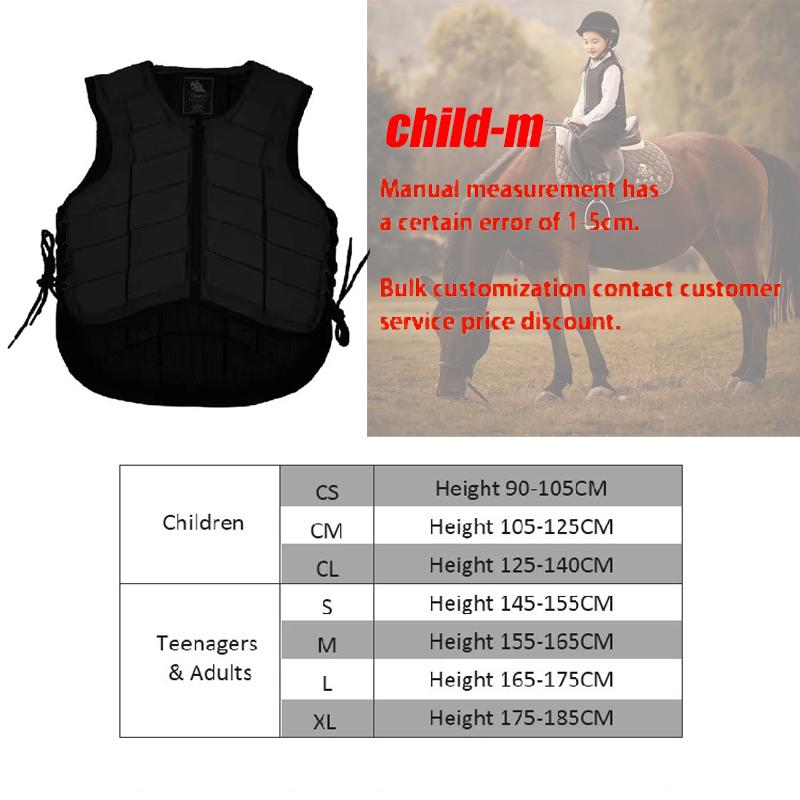Horse Riding Vest Black Zipper Equestrian Vest for Adult Children Horse Riding Training Waistcoat EVA Equestrian Protective Pad
