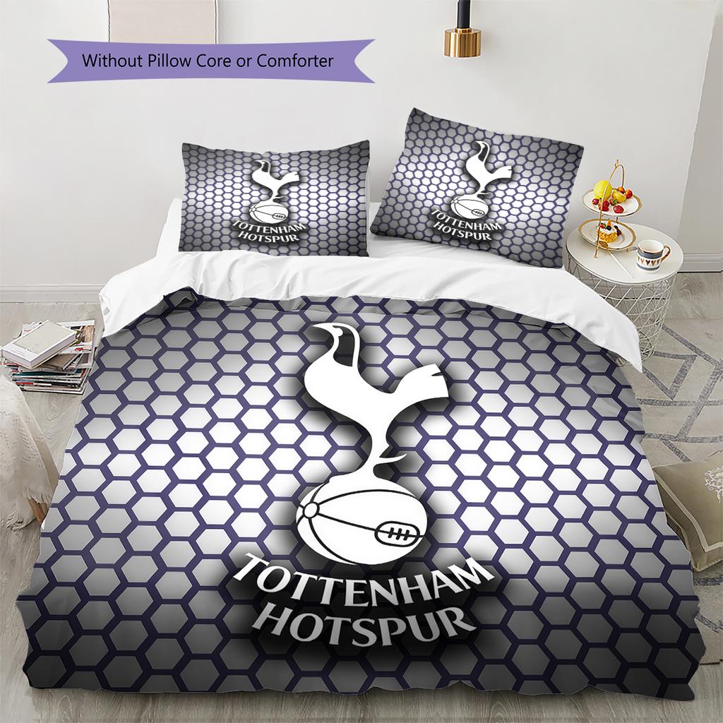 FC Tottenham Hotspur Logo Pattern Bedding Home Decoration Birthday Gift (1 * Duvet Cover + 2 * Pillowcase, Without Core)
