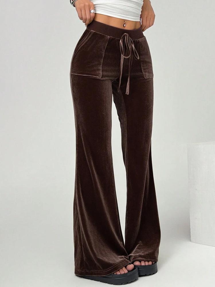 2026 Autumn/Winter Women s European & American Flared Velvet Pants - Slimming, Casual, Commuter Style S кофейный