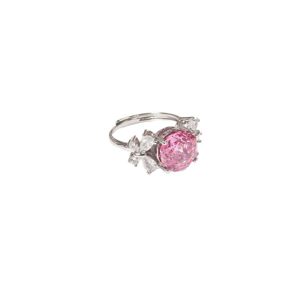Růžová Sakura Motýlí Šperky Set: Zirkonový prsten, náušnice a přívěsek