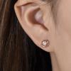 Simple Elegant Stud Earrings Female Versatile Daily Jewelry for Teens Rose Gold Color Bright Round Zirconia Accessories