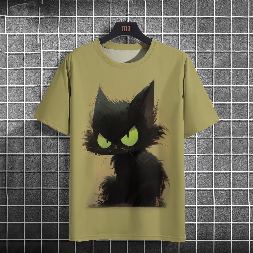 Fashion Summer Animal Cute Cat 3D Print T-Shirts Streetwear Men Casual Oversized O-Neck Short Sleeved T Shirt Tops Clothing