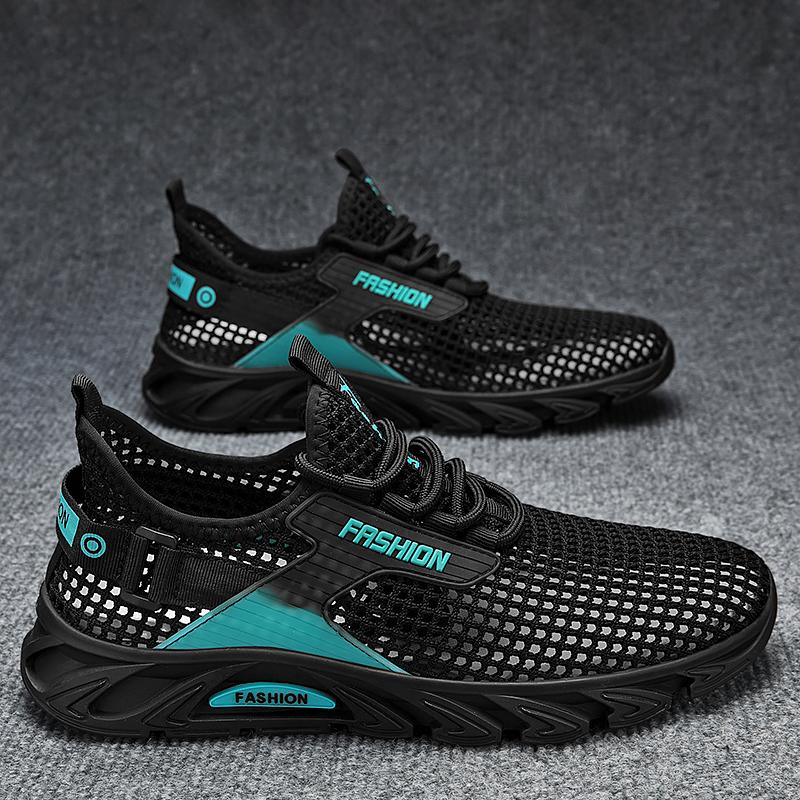 

HKDQ Летние мужские кроссовки для бега Синие Дышащие сетчатые кроссовки Мужские Легкие Нескользящая резиновая подошва для бега трусцой Повседневная спортивная обувь 44 чёрный