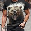 2024 New Animal T-Shirt For Men's Lion Tiger Wolf Printed Oversized T-Shirt Summer Men's Short Sleeve Tops Hawaii
