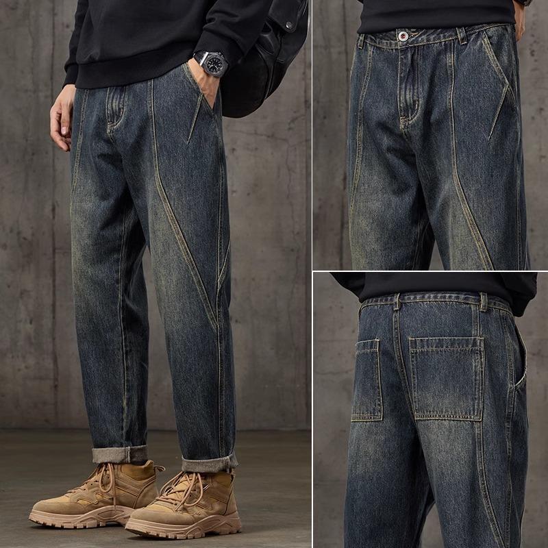 Spring And Autumn Winter New Men'S Plush/Regular Jeans Slimming Straight Stretch Business Versatile Long Pants
