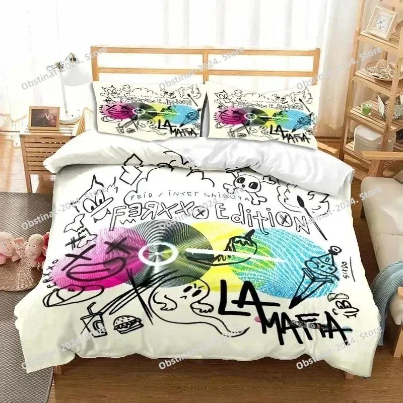 Fashion Ferxxo Feid Rapper Bedding Set Print Single Comforter Quilt Bed Cover Duvet Cover Pillow Case 3 Pieces Kids Adult Size