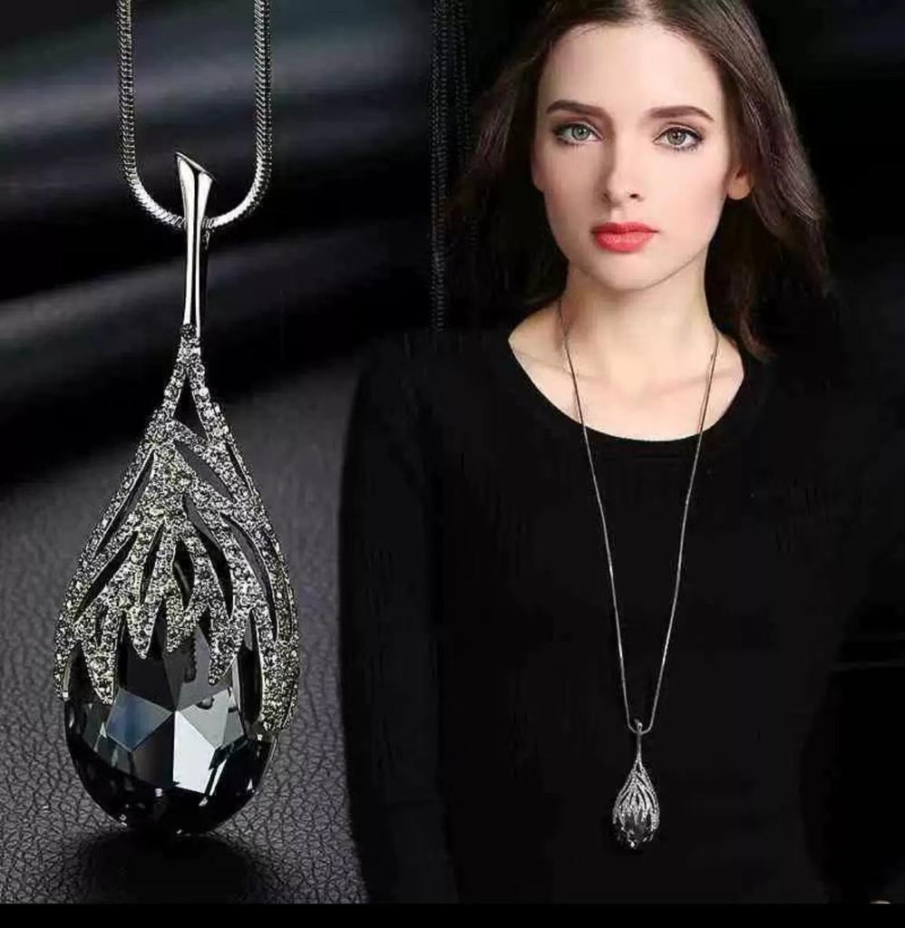 Statement Geometric Crystal Necklaces Pendant For Women Sweater Chain Choker Collier Femme Fashion Long Necklace Femme Collar Jewelry