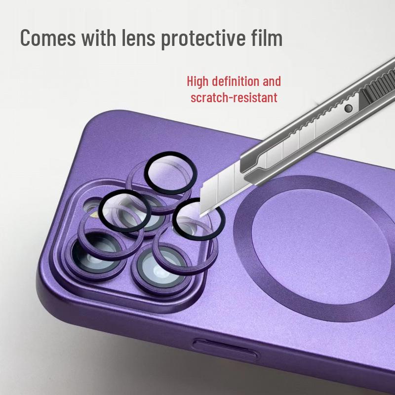 Apple 17 ProMax Metallic Magnetic Phone Case with iPhone 16 Lens Film and iPhone 14/15 Drop-Proof Protection.