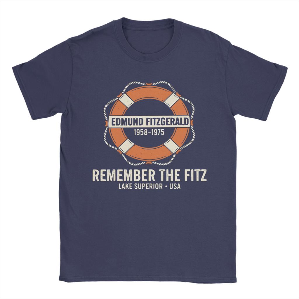 Herr T-shirt Edmund Fitzgerald Galen Ren Bomull T-shirts Kortärmad Stora Skepp T-shirts O-hals Kläder Tryckt