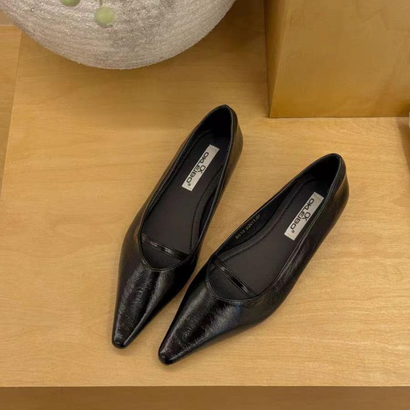 

Ballet Flats Pointed Toe Slip on Flat Shoes Narrow Band Boat Shoes for Female Spring Summer Shoes Silver Wedding 35 чёрный