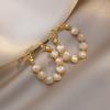 1 Pair Hoop Earrings Baroque Faux Pearls Decor Korean Style Design Earrings Jewelry Gift Fashion Accessories