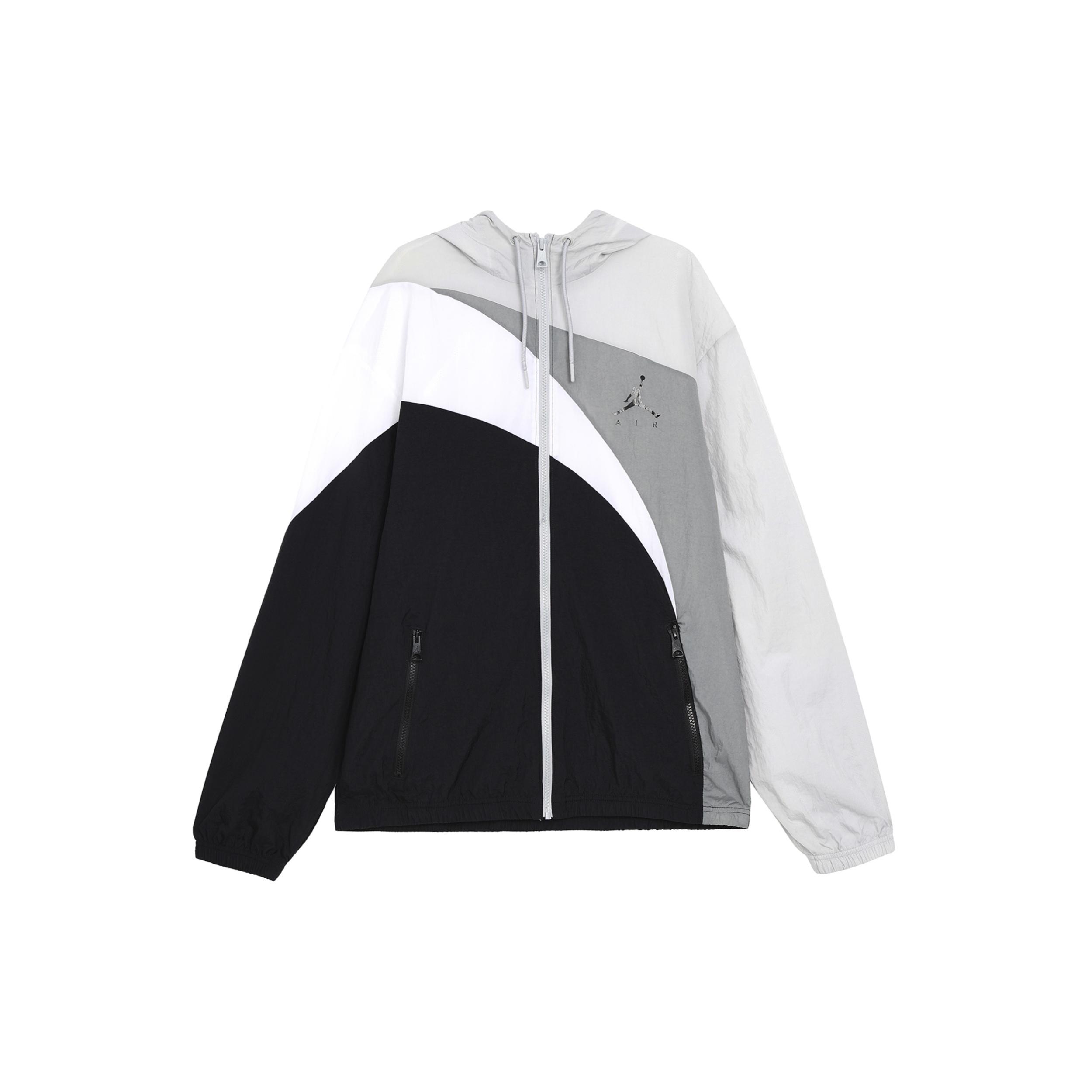 Air Jordan Jumpman Wave Asymmetric Logo Pattern Splicing Woven Jacket Black Gray Men s CK6867-077 XXL