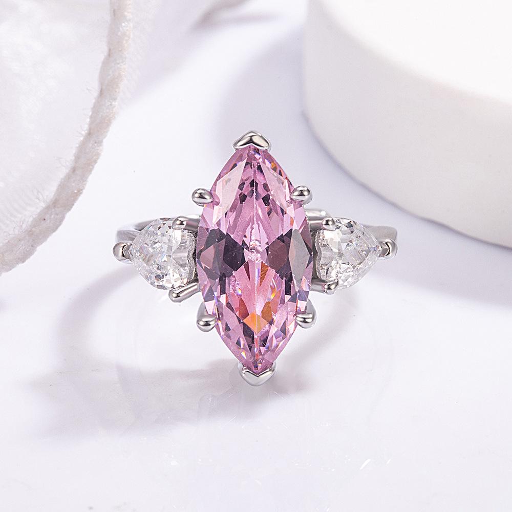 Elegant Pink Zircon Teardrop Adjustable Ring for Women - Trendy Fashion Statement