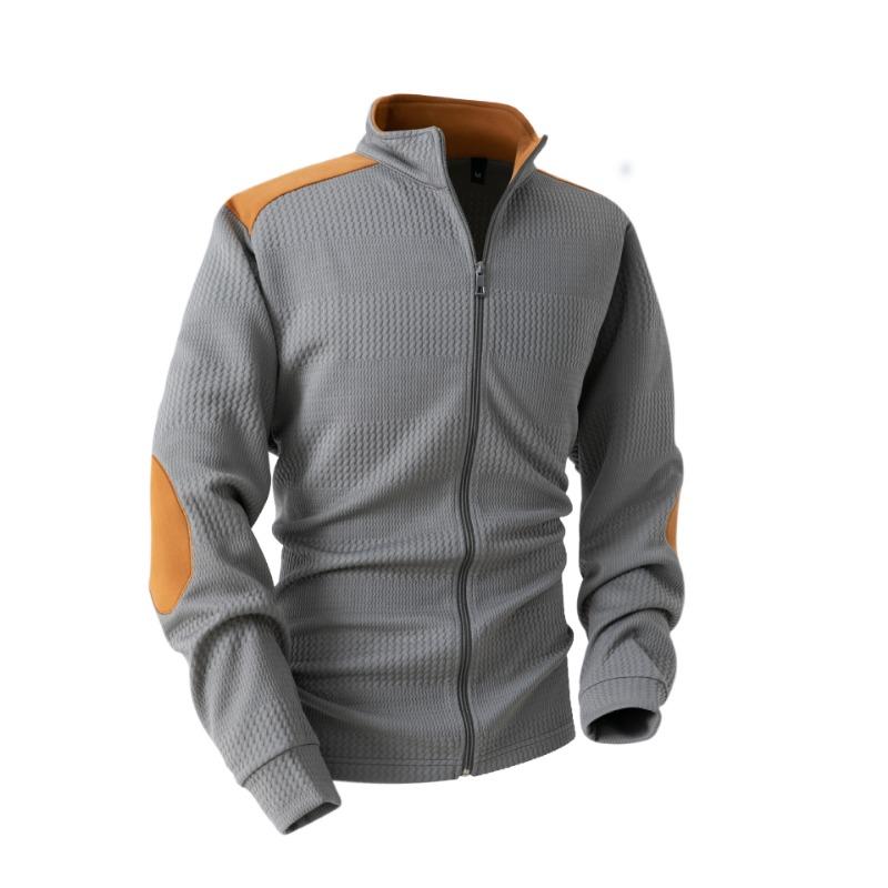 

Осенне-зимний мужской жаккардовый лоскутный кардиган с вышивкой, повседневный, на молнии, с длинными рукавами и лацканами, куртки и пальто (Мужской) XXXL серый