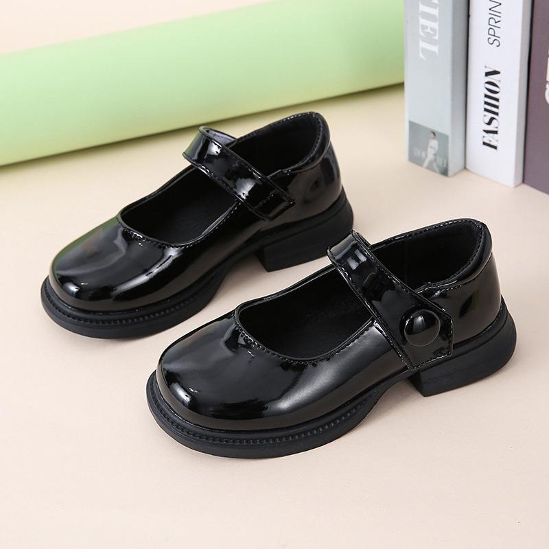 Girls’ Leather Shoes, Spring/Autumn New Arrival, British Style Black Soft-Soled Children’s Shoes, White College Style Flats, Kids’ Princess Shoes