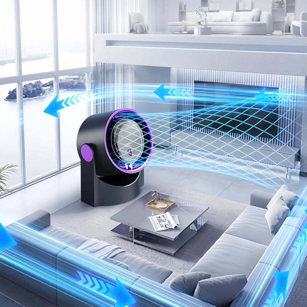 Turbo Table Fan 100 Speeds Digital Display Personal Fan with Rechargeable Battery Wall-Mouted Design for Bedroom Home Office