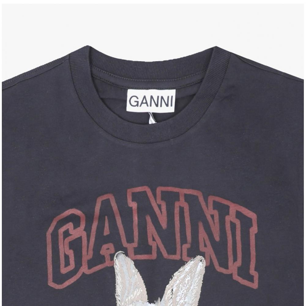 Ganni Women S ShorT Sleeve T ShirT Bunny Logo A1050061 252