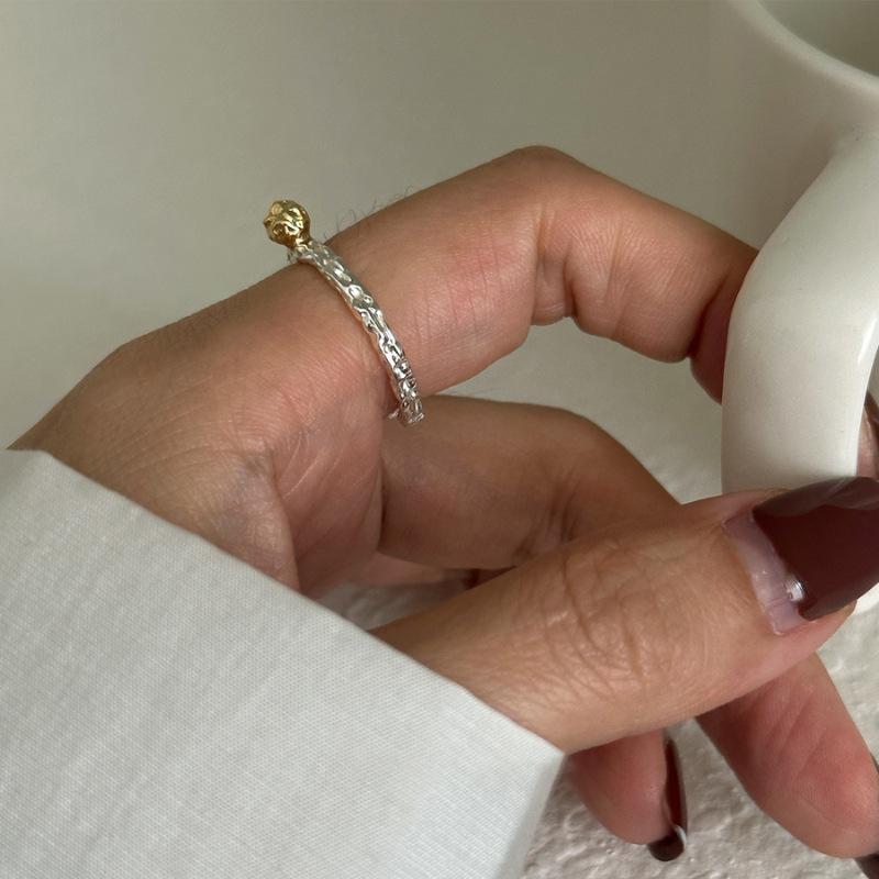 PANJBJ 925 Sterling Silver Texture Rings For Women Fold Design Irregular Minimalism Irregular Jewelry Gift Dropshipping