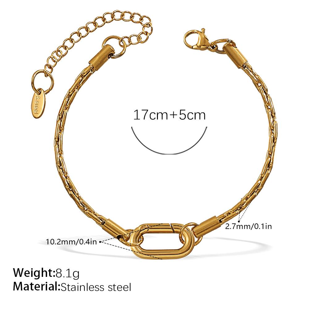 Personalized Natural Stone Pearl Love Hollow Bracelet Versatile Oil Drop Red Pepper Stainless Steel Croissant Bracelet