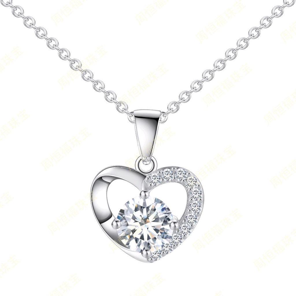 S925 Sterling Silver Heart Stone Necklace for Women - Romantic Everyday Wear, Perfect for Dating & Valentine's Day.