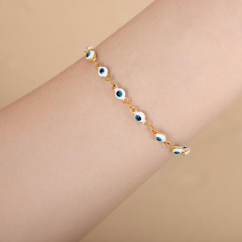 French Retro Colorful Enamel Titanium Steel Necklace & 18K Gold Bracelet - Versatile Personalized Niche Jewelry for Women