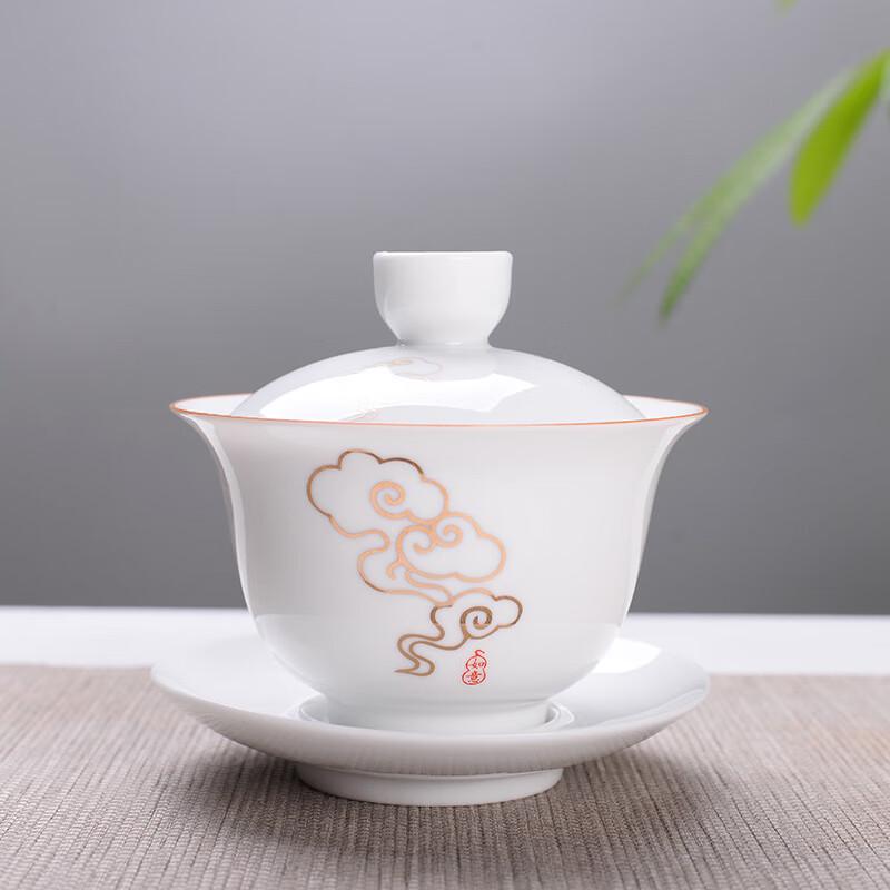 Large White Ceramic Gaiwan for Kung Fu Tea Large