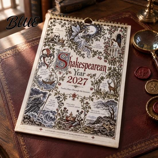 Classical Literature Aesthetic Organizer 2027 Wall Calendar Vintage Illustrated Hanging Calendar with 12 Plays Through Romance Collectible