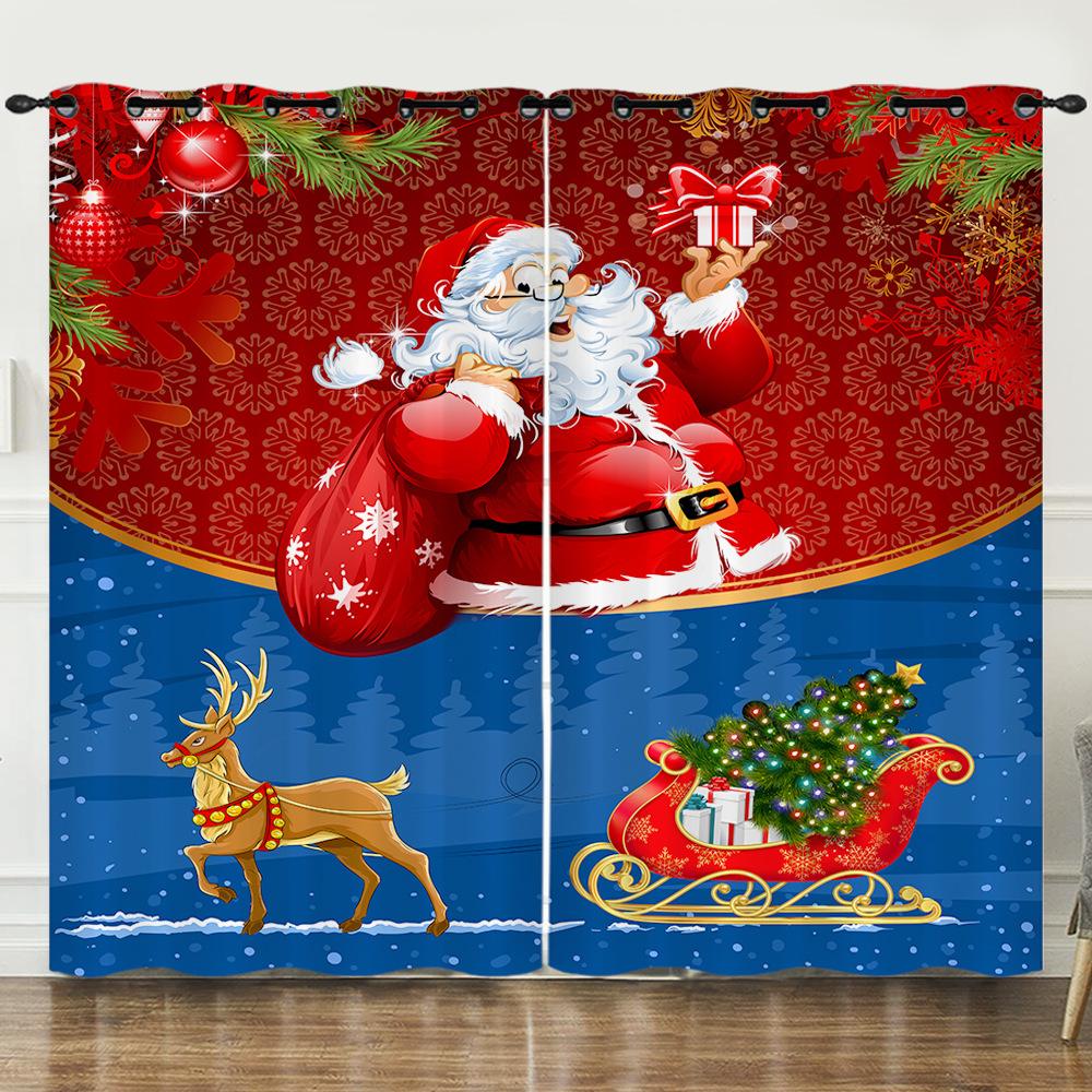 

Рождественские шторы для спальни, светонепроницаемые шторы с цифровой печатью, без пробивки 97cm*114cm*2