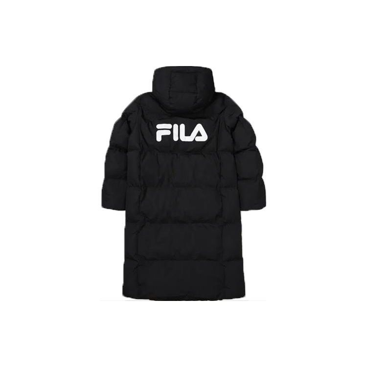 Fila Fleece Loose Fit Zipper Letter Print Large Logo Hooded Down Jacket Unisex Outerwear Black FS2DJF4104X-BLK