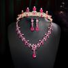 Wedding Accessories Crown Necklace Earring Set High End Look Dance Party Decoration Bride's Jewelry Three Piece Set