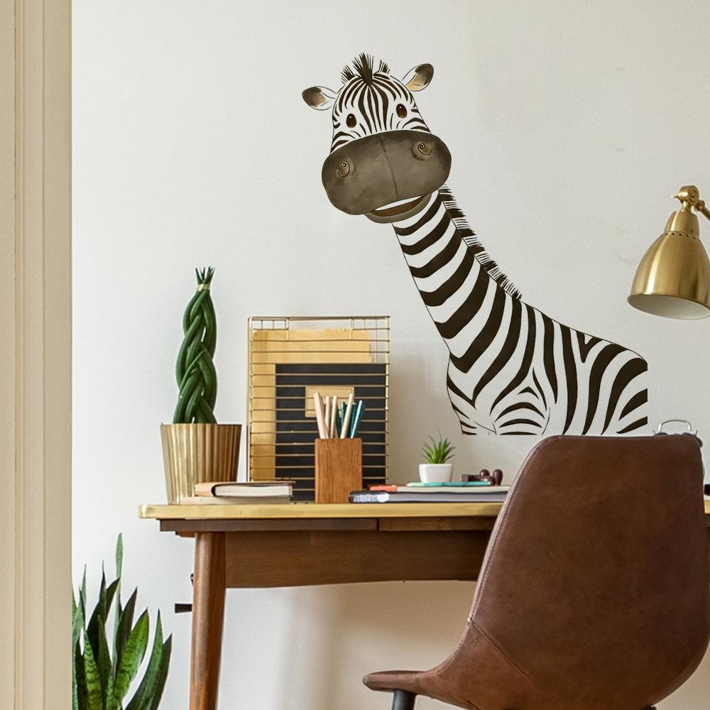3D Cute Zebra Wall Sticker Waterproof Removable Self-Adhesive for Living Room Bedroom Home Decor