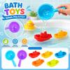 7 Piece Bath Toy Set with Floating Boats and Water Scoops for Toddlers and Infants Durable Plastic Construction for Water Play