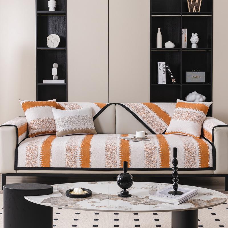 Modern Striped Sofa Cushion Is Universal In All Seasons New Non-Slip Leather Sofa Cover, High-End Seat Cushion Cover