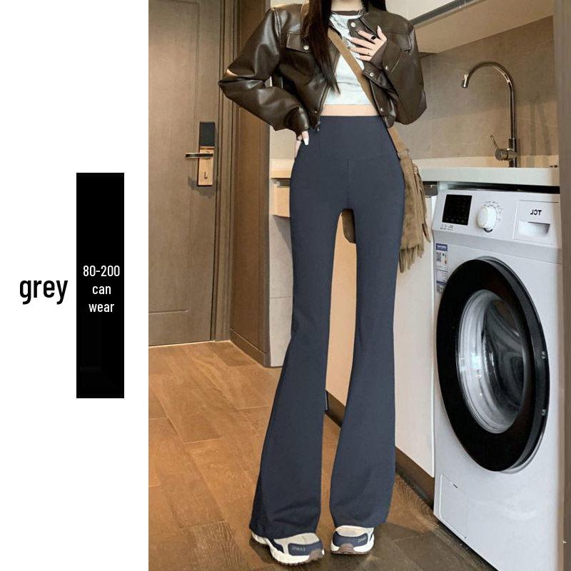 

Women s High-Waisted Micro-Flare Yoga Pants - Spring/Autumn Plus Size Slimming Style for Chubby Girls & Spicy American Style L (for 110-135 lbs) сірий колір