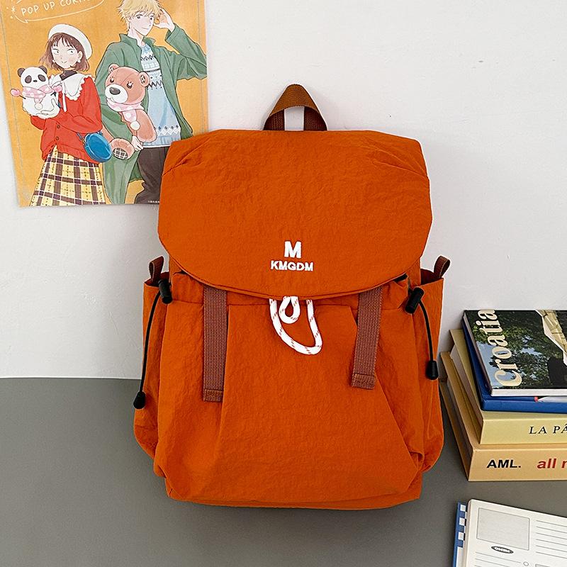 Drawstring Backpack Travel Contrast Backpack Lightweight Nylon Schoolbag