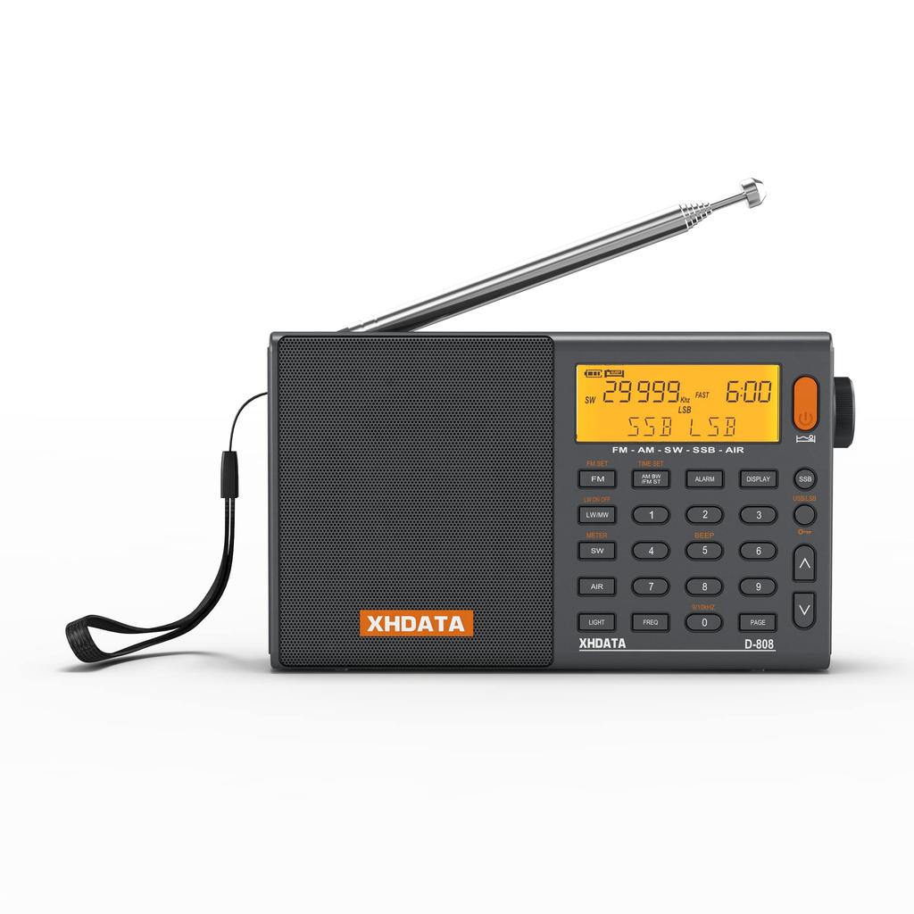 XHDATA D-808 Portable Radio, FM, AM, SW, LW, Wideband FM, Air Band, SSB, BCL, DSP, RDS, High Sensitivity, Compact, Rechargeable, Sleep Function,